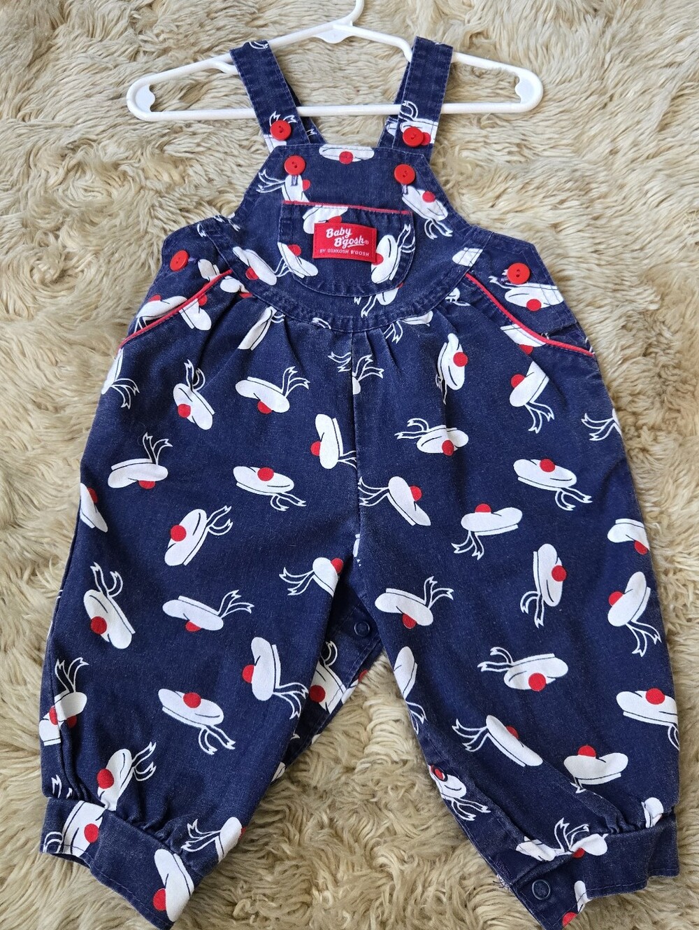 Vintage Oshkosh B'Gosh Size 12m Girls Beret Overalls